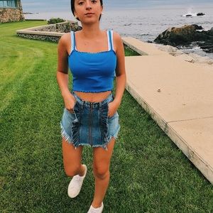 Topshop Tops - Royal blue topshop lettuce hem cropped tank Topshop Tops - Royal blue topshop lettuce hem cropped tank